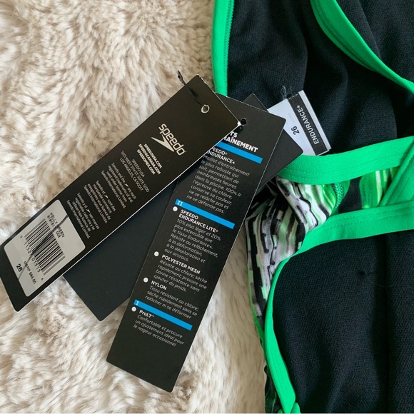 Speedo Endurance Plus + One Piece Multi Color Black Green White Competition Suit - Picture 3 of 3